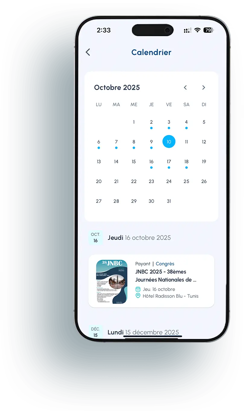 BioExpert-Agenda & événements scientifiques Screen